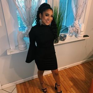 Black bell sleeve dress